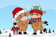 可爱的圣诞节公牛差异