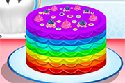 烹调彩虹蛋糕的Elsa