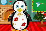 凌亂的企鵝聖誕化妝